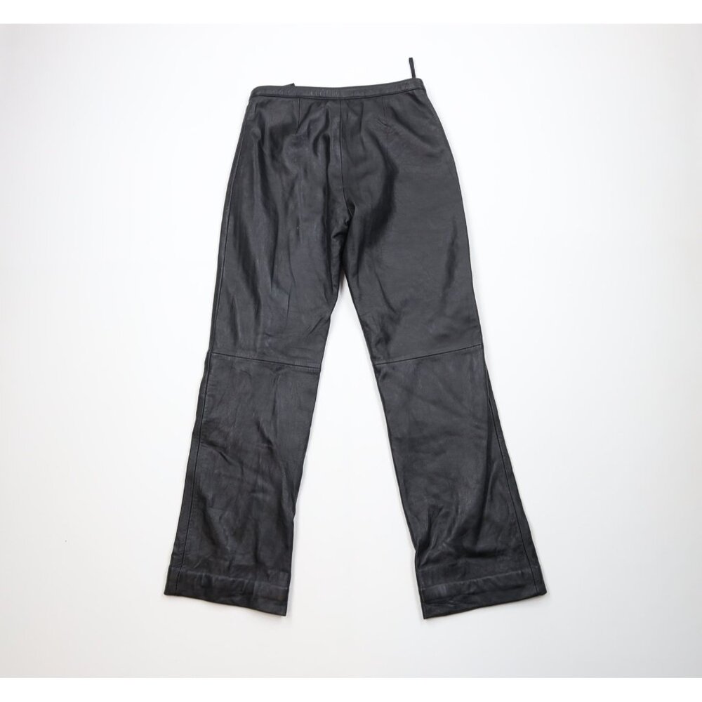 Vintage 90s Streetwear Womens 4 Distressed Soft Lambskin Leather Pants Black - Picture 11 of 15